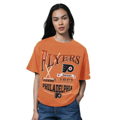 Philadelphia Flyers Starter Women's Oversized Hall of Fame T-Shirt - Heather Orange - NHL 202986159