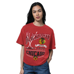 Chicago Blackhawks Starter Women's Oversized Hall of Fame T-Shirt - Heather Red - NHL 202986160