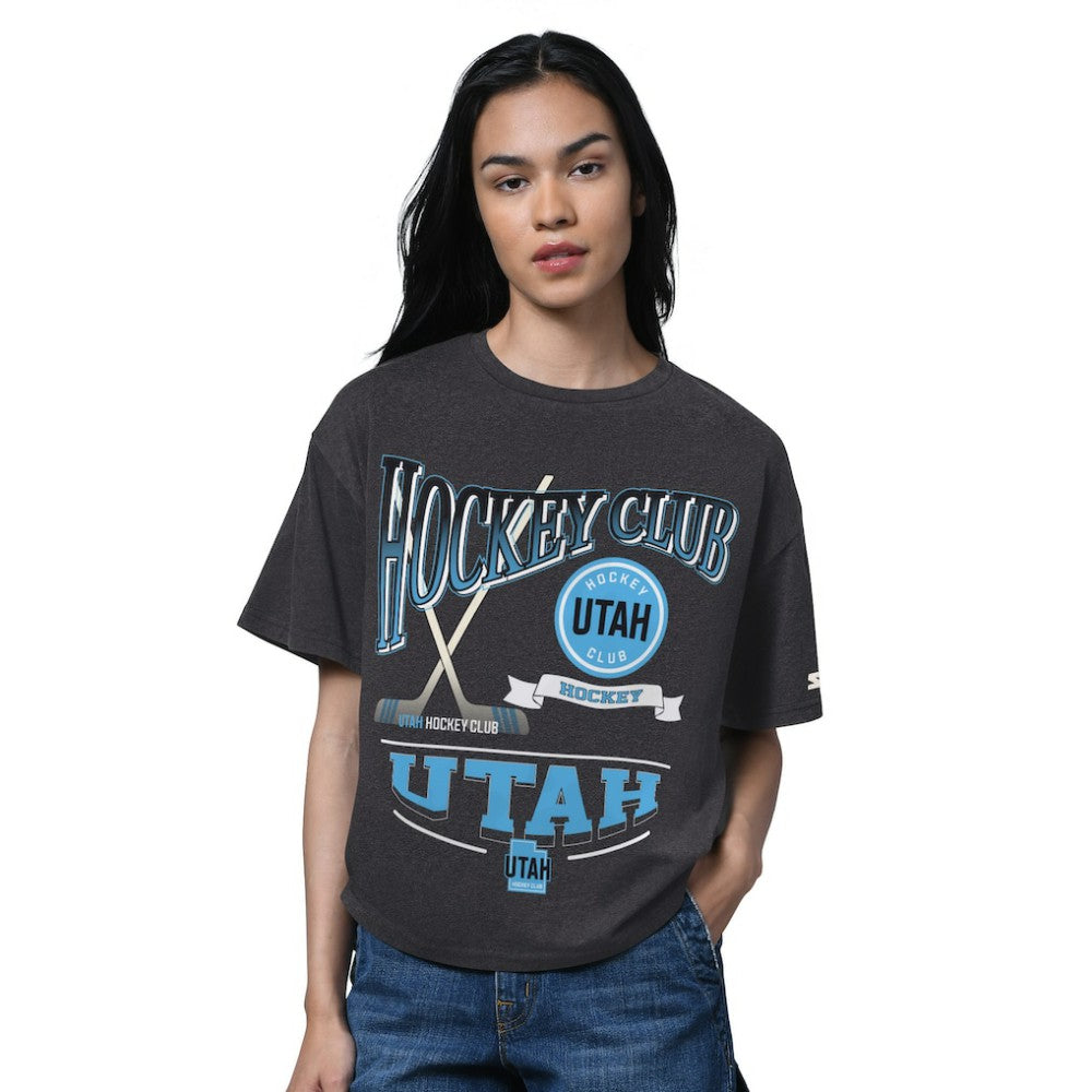 Utah Hockey Club Starter Women's Oversized Hall of Fame T-Shirt - Heather Black - NHL 202986163
