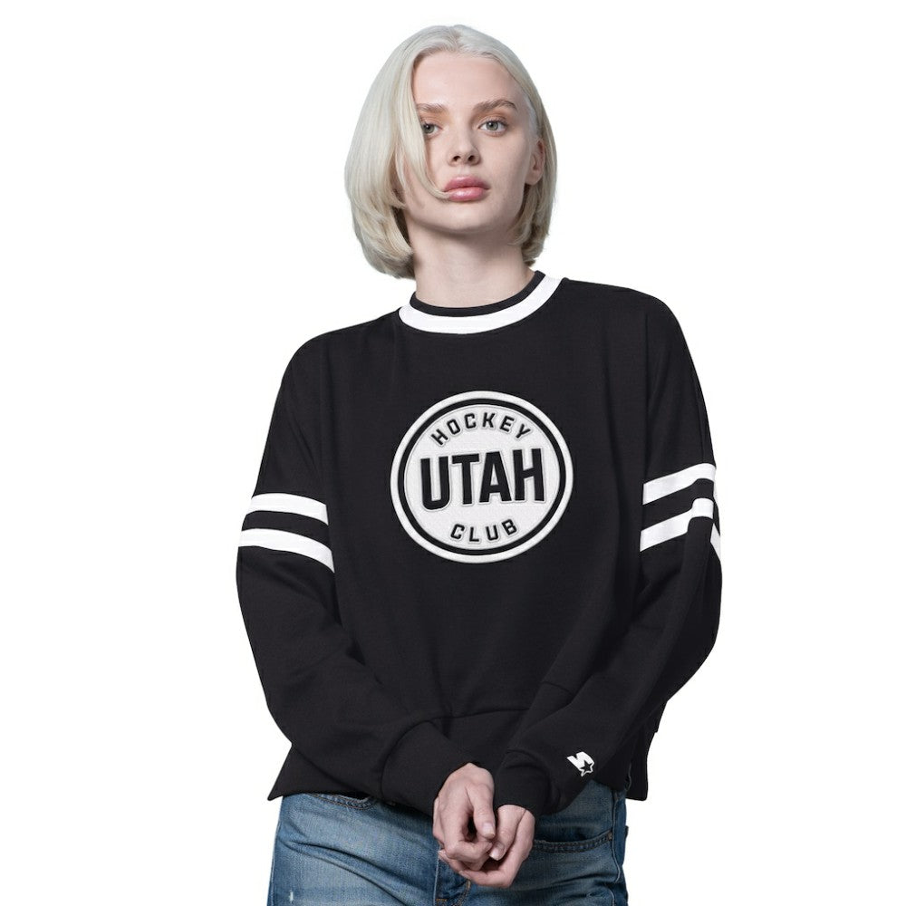 Utah Mammoth Starter Women's Rally Fleece Cropped Sweatshirt - Black - NHL 202986164
