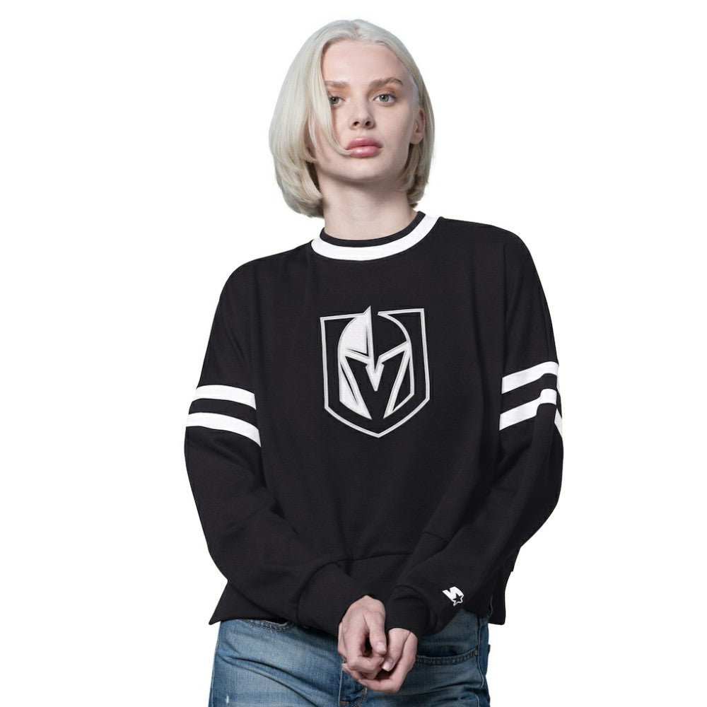 Vegas Golden Knights Starter Women's Rally Fleece Cropped Sweatshirt - Black - NHL 202986170