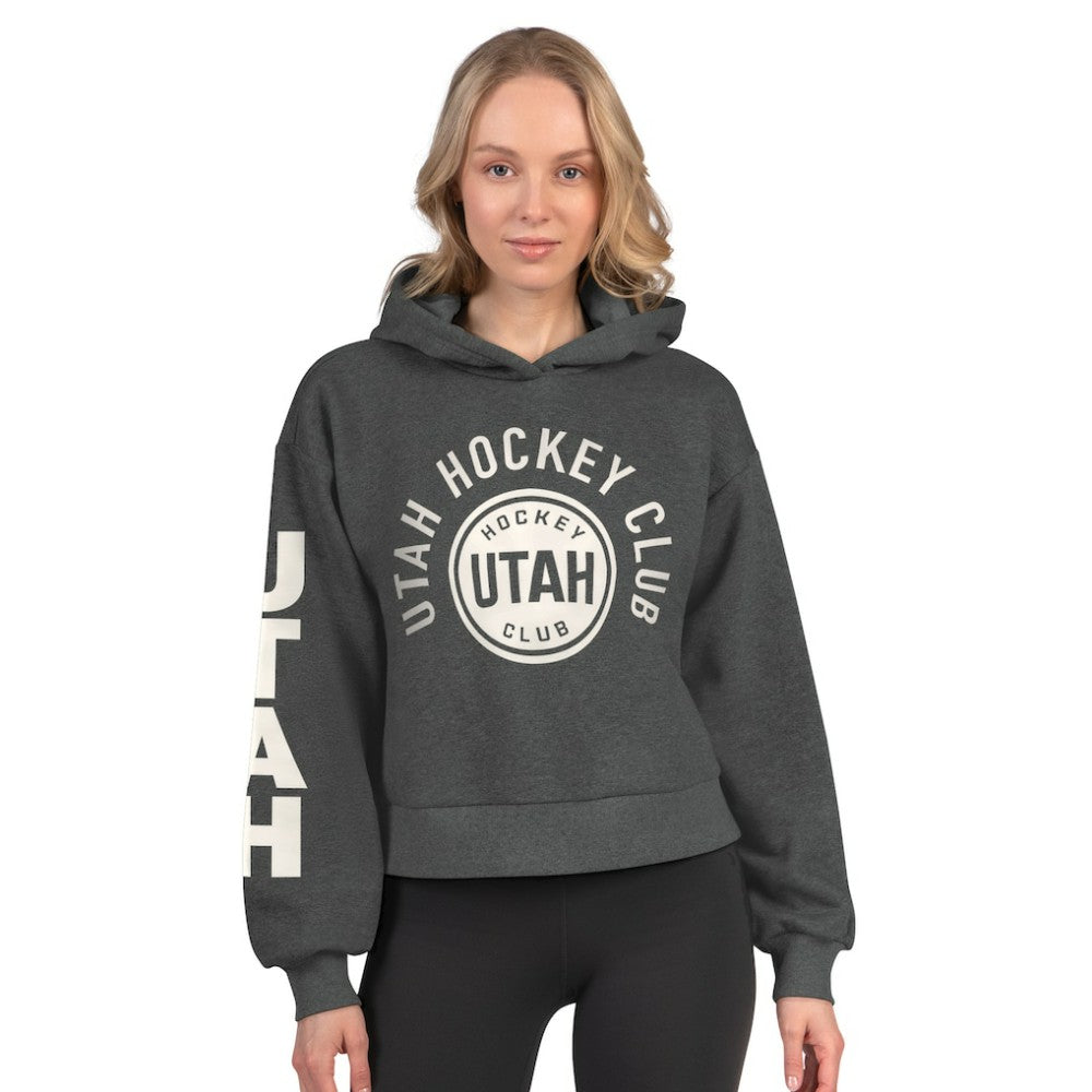 Utah Mammoth Starter Women's Star Player Cropped Fleece Hoodie - Heather Charcoal - NHL 202986175