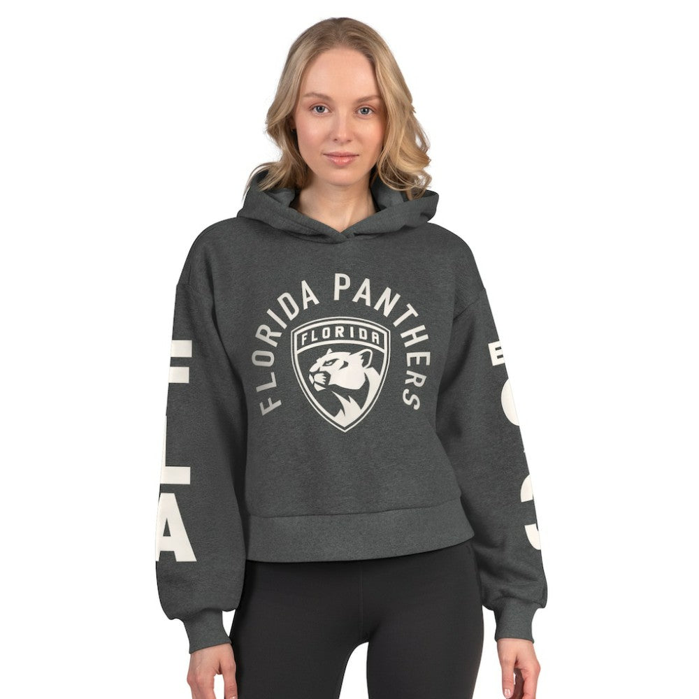 Florida Panthers Starter Women's Star Player Cropped Fleece Hoodie - Heather Charcoal - NHL 202986176