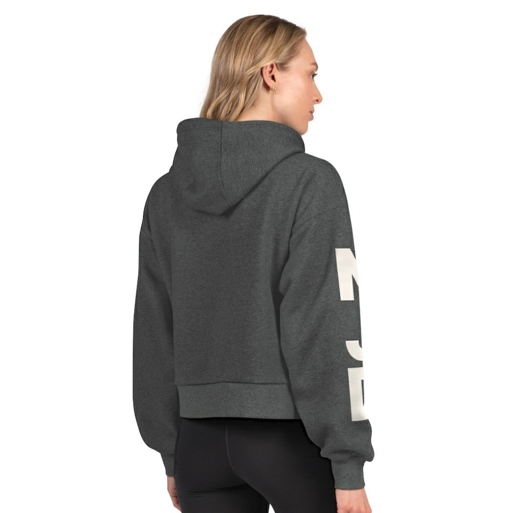 New Jersey Devils Starter Women's Star Player Cropped Fleece Hoodie - Heather Charcoal - NHL 202986178