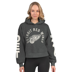 Detroit Red Wings Starter Women's Star Player Cropped Fleece Hoodie - Heather Charcoal - NHL 202986179