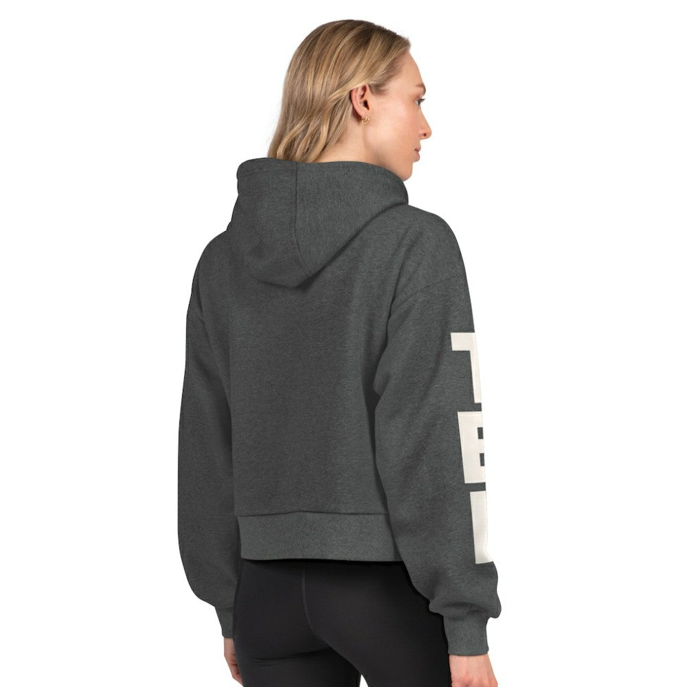 Tampa Bay Lightning Starter Women's Star Player Cropped Fleece Hoodie - Heather Charcoal - NHL 202986181