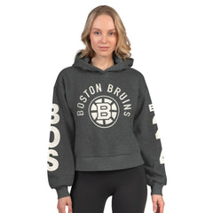 Boston Bruins Starter Women's Star Player Cropped Fleece Hoodie - Heather Charcoal - NHL 202986185