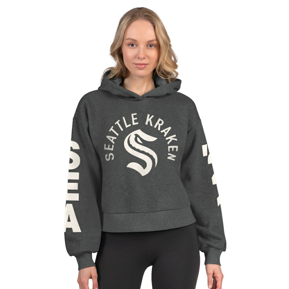 Seattle Kraken Starter Women's Star Player Cropped Fleece Hoodie - Heather Charcoal - NHL 202986189