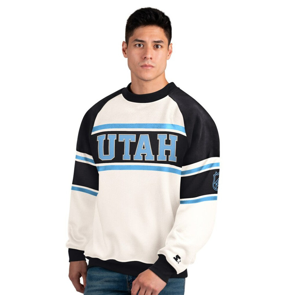 Utah Mammoth Starter Male Adult Defense Fleece Crewneck Sweatshirt - White - NHL 202986204