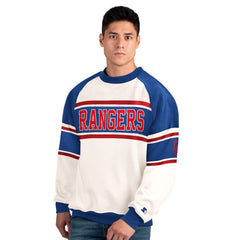 New York Rangers Starter Male Adult Defense Fleece Crewneck Sweatshirt - White - NHL 202986206