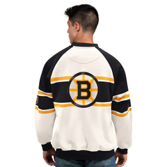 Boston Bruins Starter Male Adult Defense Fleece Crewneck Sweatshirt - White - NHL 202986207