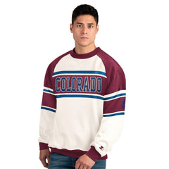Colorado Avalanche Starter Male Adult Defense Fleece Crewneck Sweatshirt - White - NHL 202986208