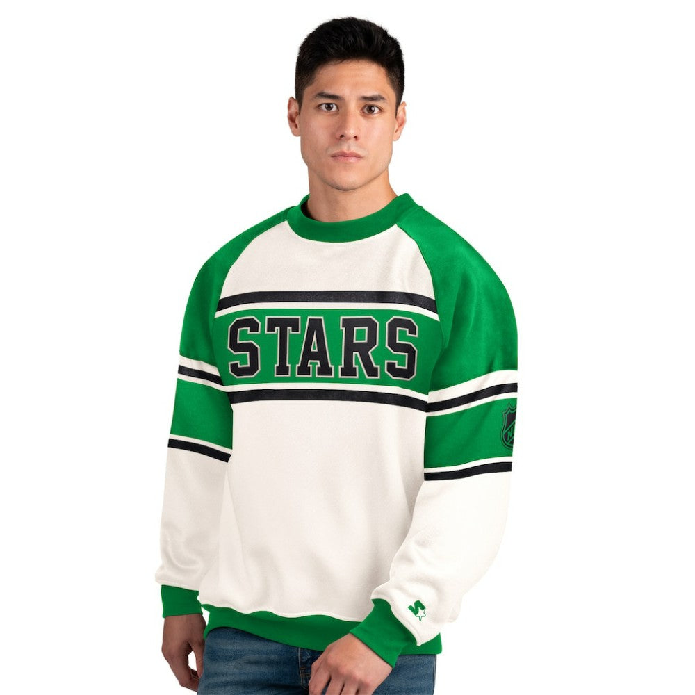 Dallas Stars Starter Male Adult Defense Fleece Crewneck Sweatshirt - White - NHL 202986209