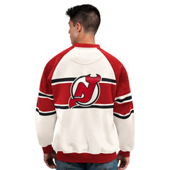 New Jersey Devils Starter Male Adult Defense Fleece Crewneck Sweatshirt - White - NHL 202986210