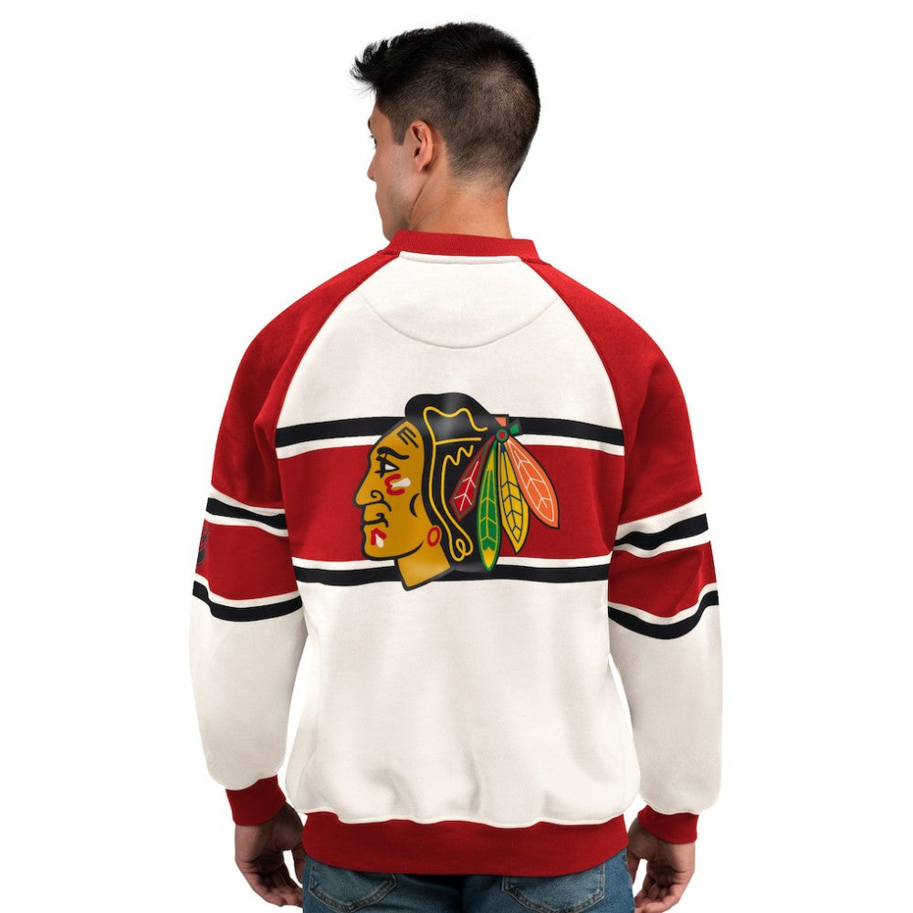 Chicago Blackhawks Starter Male Adult Defense Fleece Crewneck Sweatshirt - White - NHL 202986212