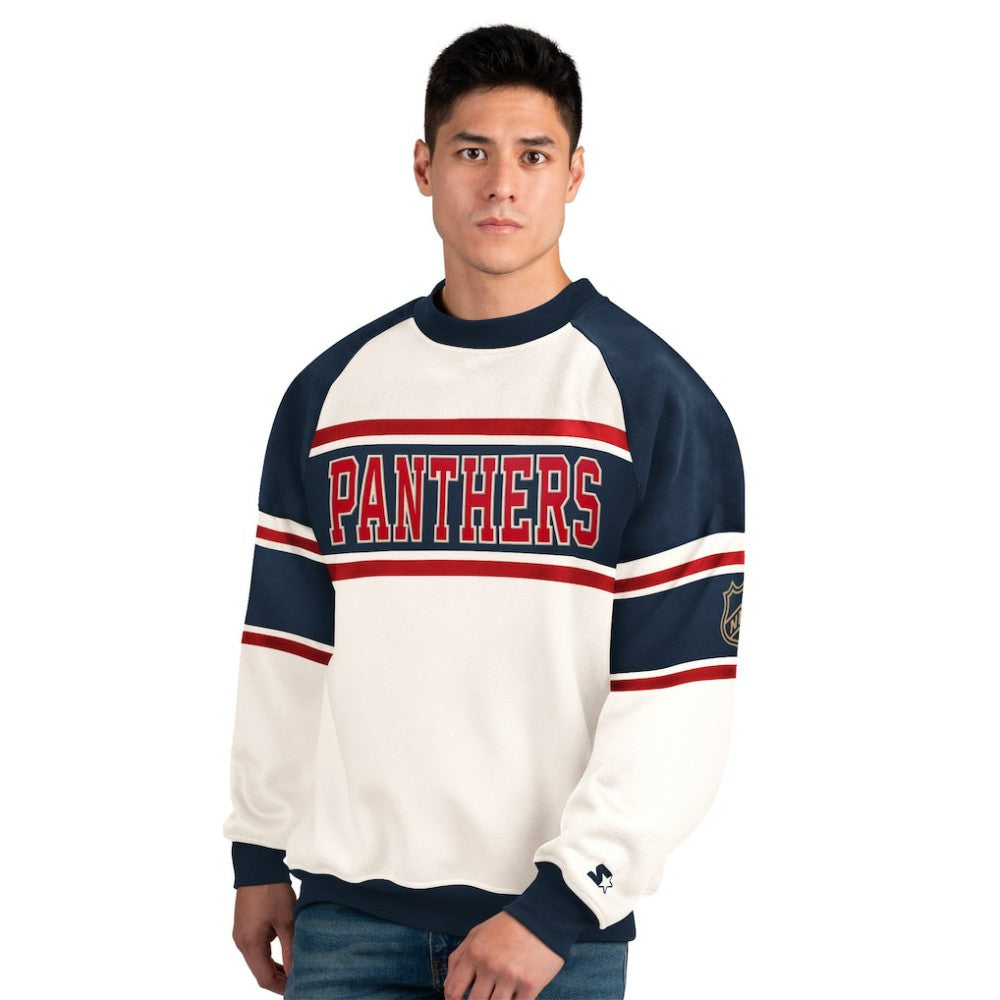 Florida Panthers Starter Male Adult Defense Fleece Crewneck Sweatshirt - White - NHL 202986213