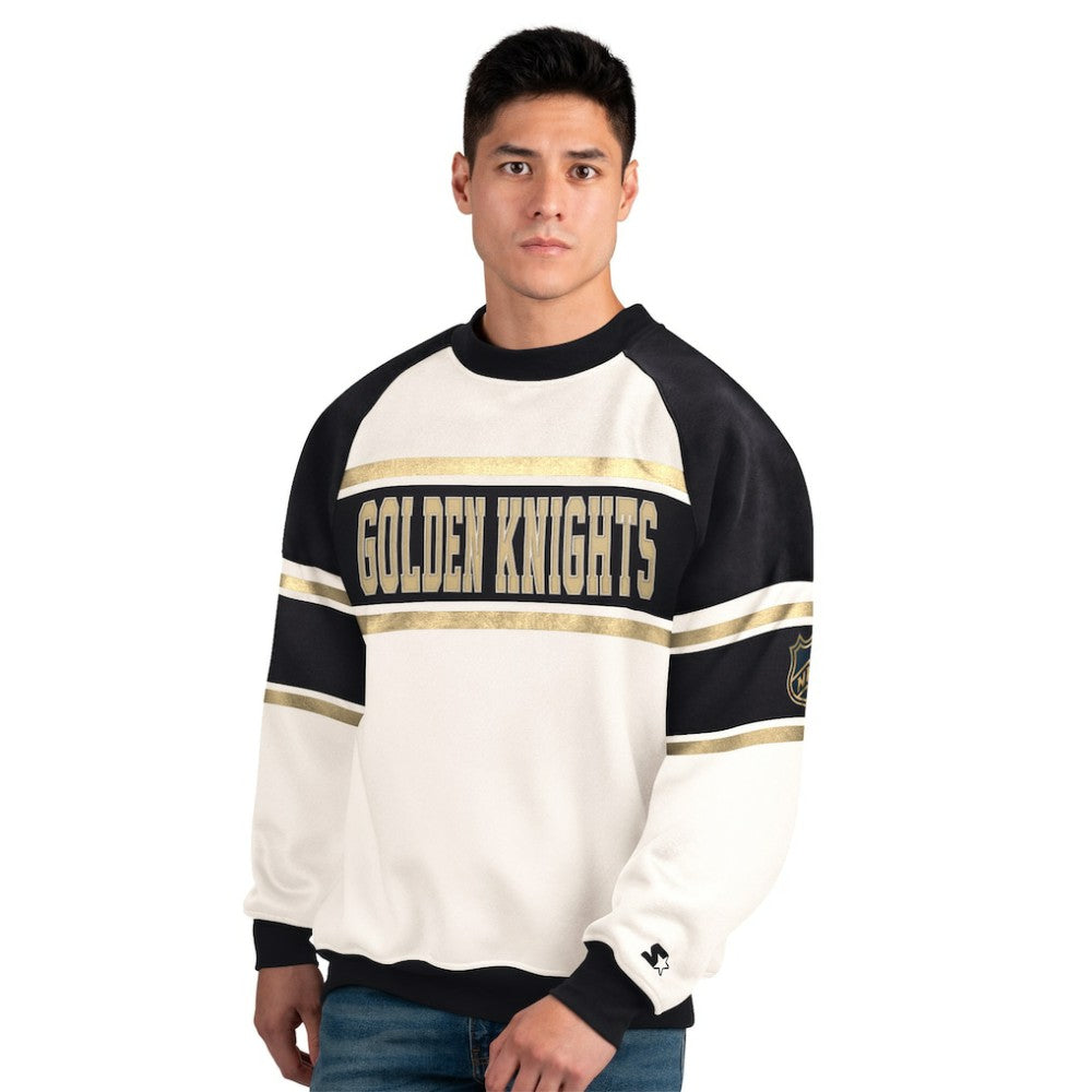 Vegas Golden Knights Starter Male Adult Defense Fleece Crewneck Sweatshirt - White - NHL 202986214