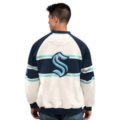 Seattle Kraken Starter Male Adult Defense Fleece Crewneck Sweatshirt - White - NHL 202986218