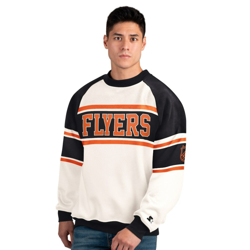 Philadelphia Flyers Starter Male Adult Defense Fleece Crewneck Sweatshirt - White - NHL 202986219