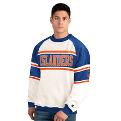 New York Islanders Starter Male Adult Defense Fleece Crewneck Sweatshirt - White - NHL 202986222
