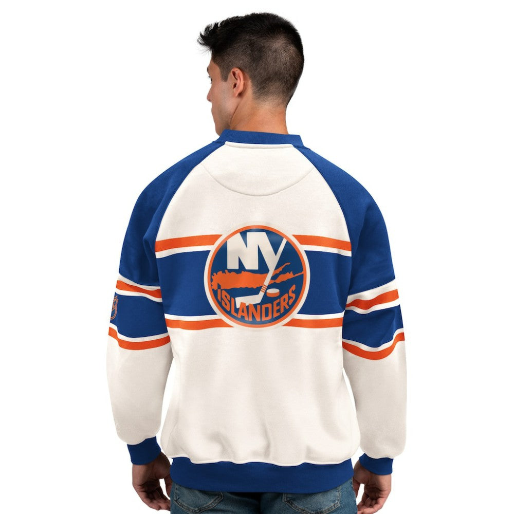 New York Islanders Starter Male Adult Defense Fleece Crewneck Sweatshirt - White - NHL 202986222