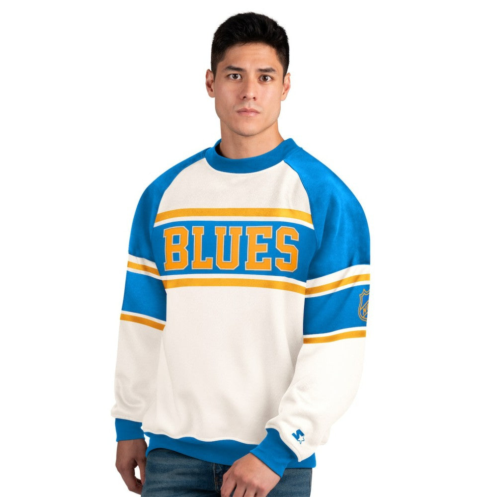 St. Louis Blues Starter Male Adult Defense Fleece Crewneck Sweatshirt - White - NHL 202986224