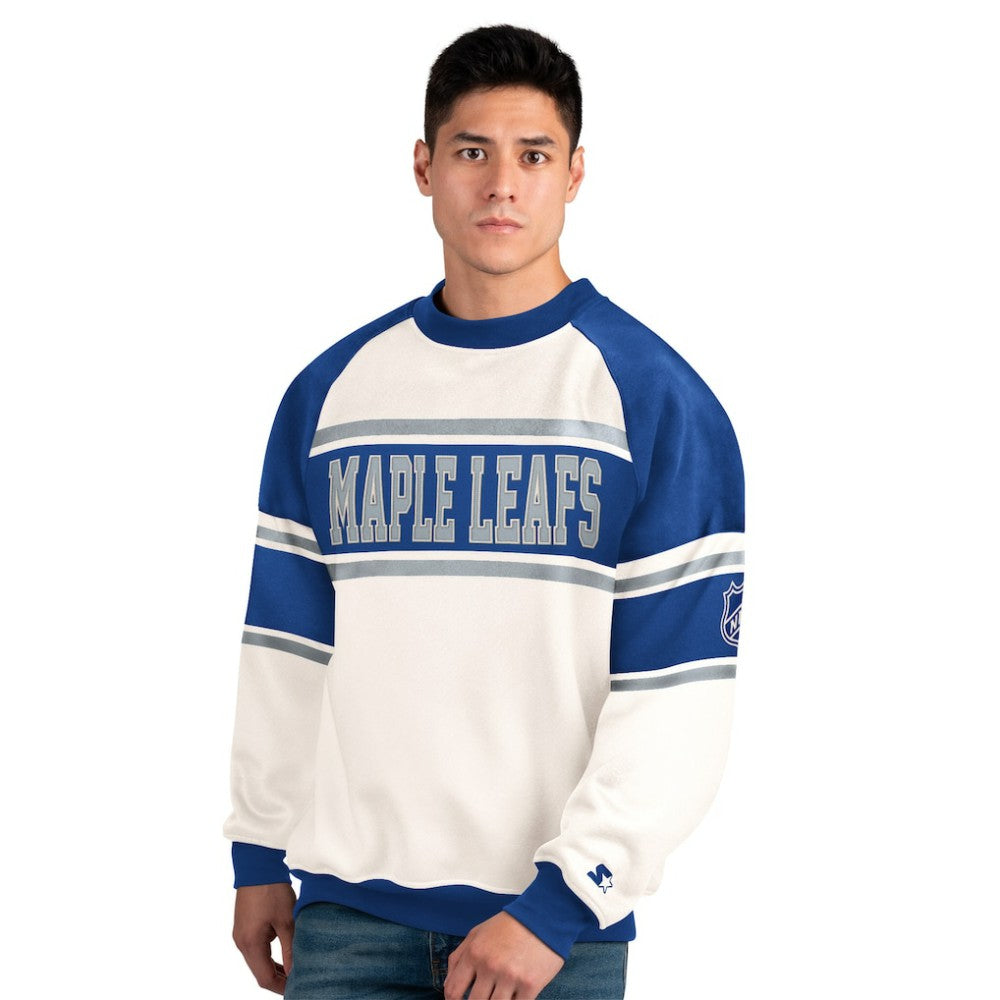 Toronto Maple Leafs Starter Male Adult Defense Fleece Crewneck Sweatshirt - White - NHL 202986225