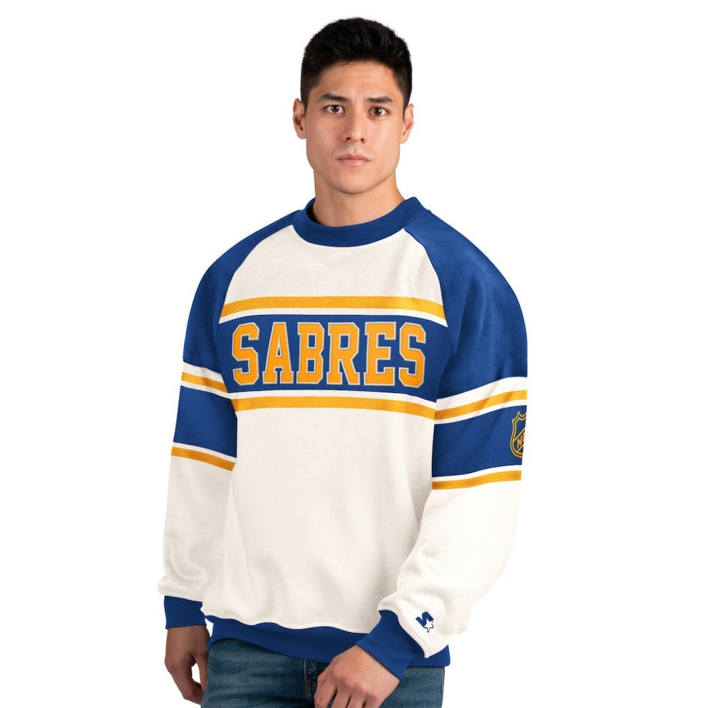 Buffalo Sabres Starter Male Adult Defense Fleece Crewneck Sweatshirt - White - NHL 202986226