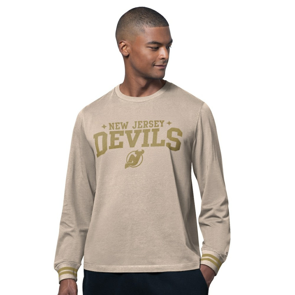 New Jersey Devils Starter Field Long Sleeve T-Shirt - Tan - NHL 202986228