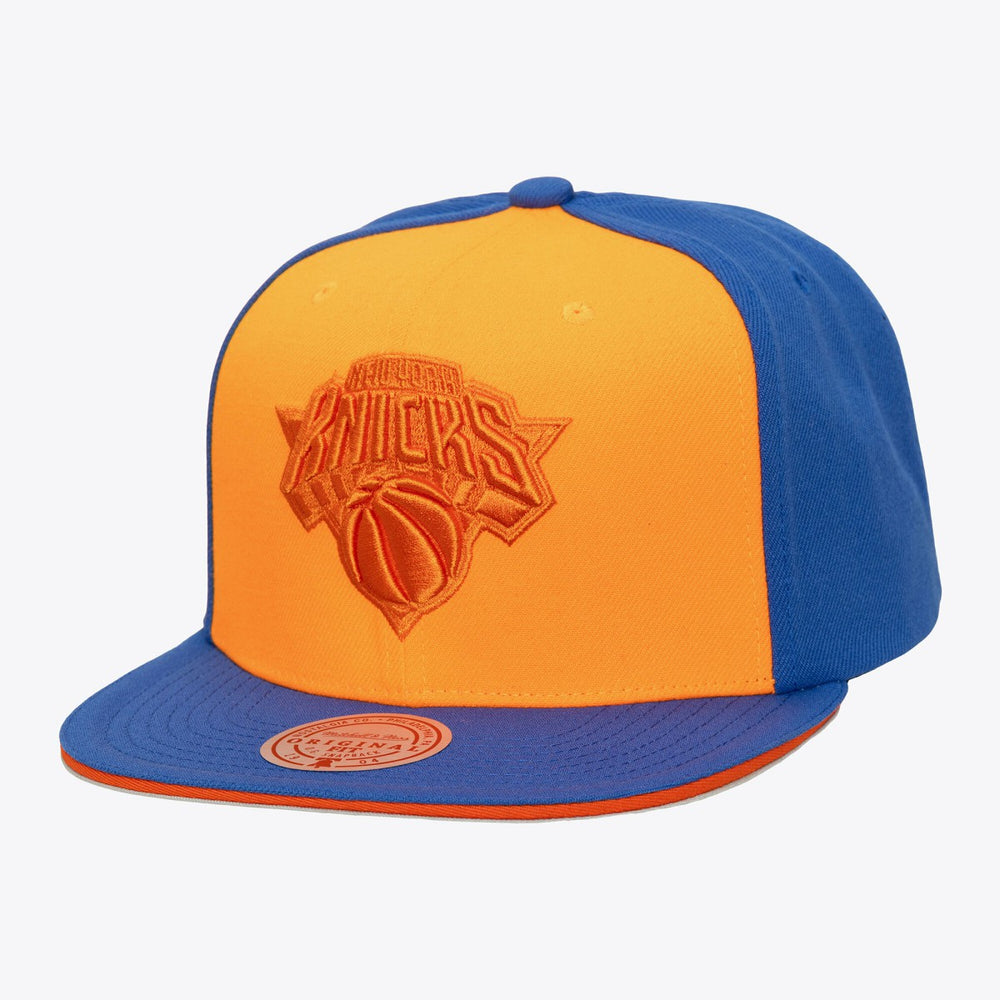 New York Knicks Color Pop Snapback Hat Orange/Blue | Mitchell & Ness for sale