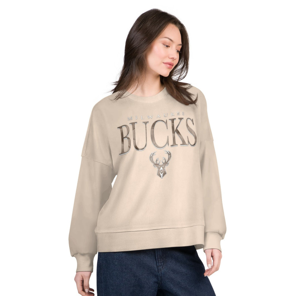 Milwaukee Bucks G-III 4Her by Carl Banks Women's Oversized Vet II Sweatshirt Natural