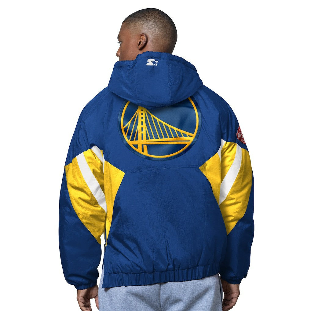 Golden State Warriors Starter The Line Up Oxford Crinkle Half-Zip Hooded Jacket Royal