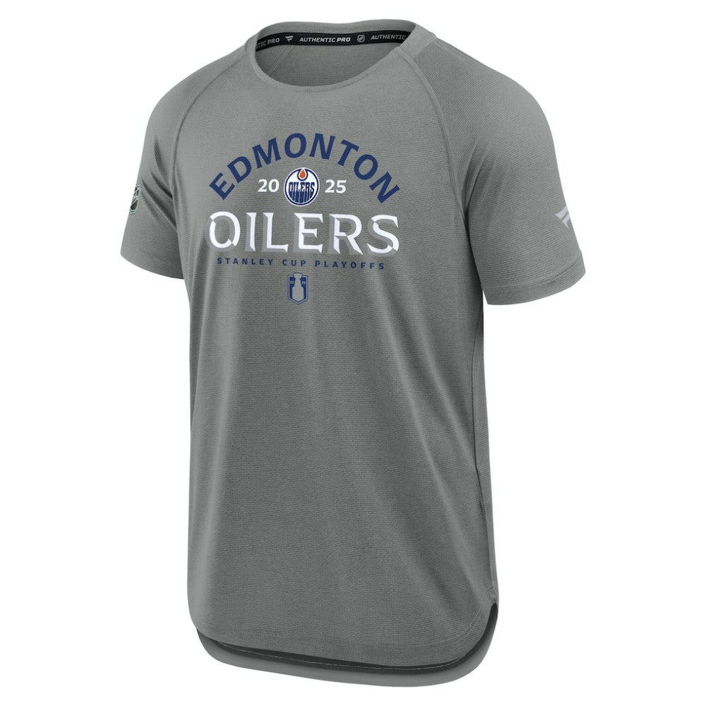 Edmonton Oilers Fanatics 2025 Stanley Cup Playoffs Authentic Pro Rink Performance T-Shirt - Heather Gray - NHL 202988434