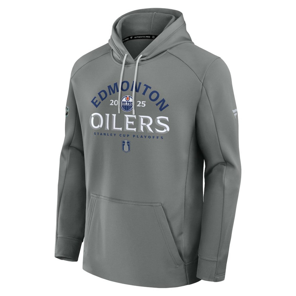 Edmonton Oilers Fanatics 2025 Stanley Cup Playoffs Authentic Pro Rink Fly Fleece Pullover Hoodie - Gray - NHL 202988480