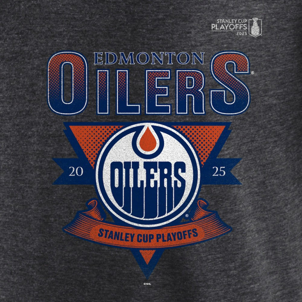 Edmonton Oilers Fanatics 2025 Stanley Cup Playoffs Crossbar Tri-Blend T-Shirt - Heather Charcoal - NHL 202988647