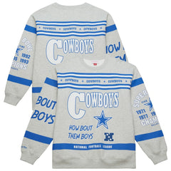 Mitchell & Ness Dallas Cowboys All Over Print Retro Fleece Sweatshirt Heather Gray