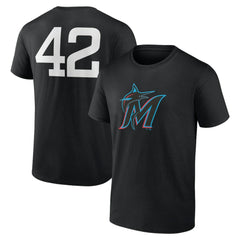 Miami Marlins Jackie Robinson Day Name & Number T-Shirt - Black - MLB Discount