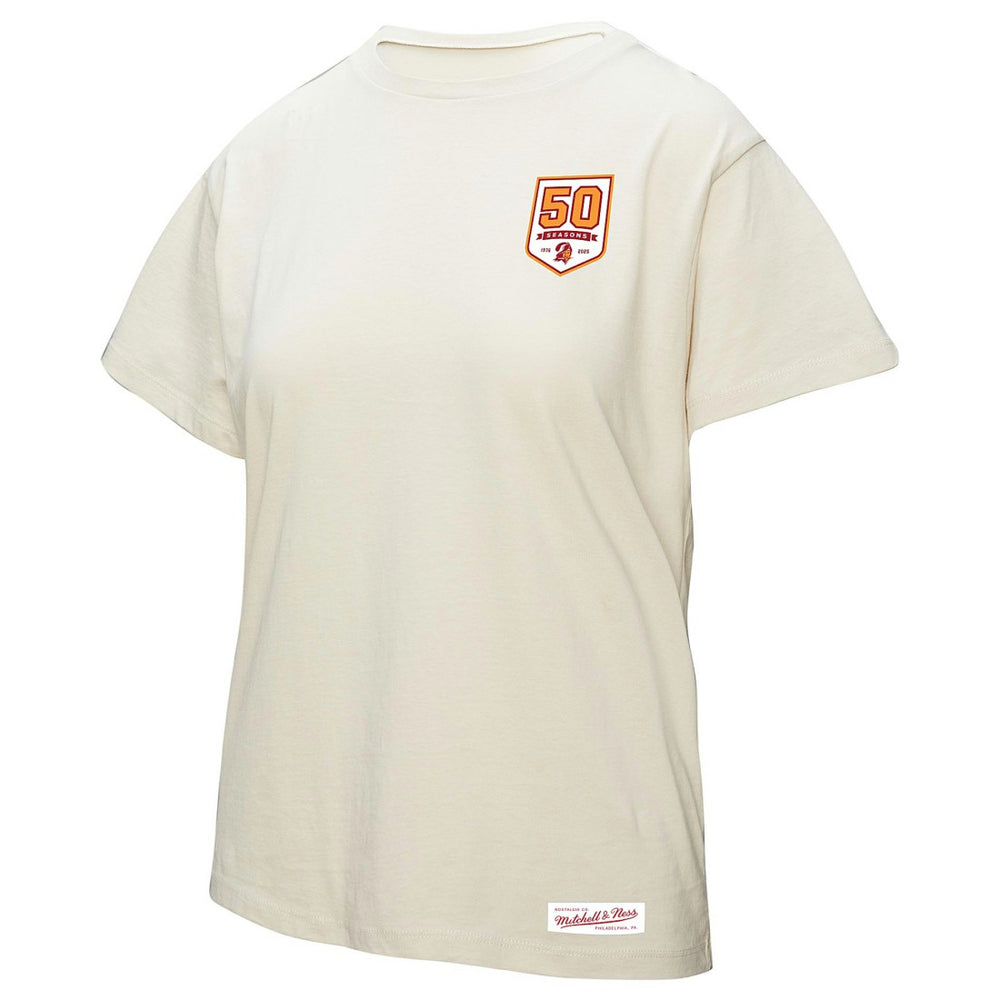 Mitchell & Ness Tampa Bay Buccaneers Women's 50th Season Pirate Oversized Boyfriend T-Shirt Cream