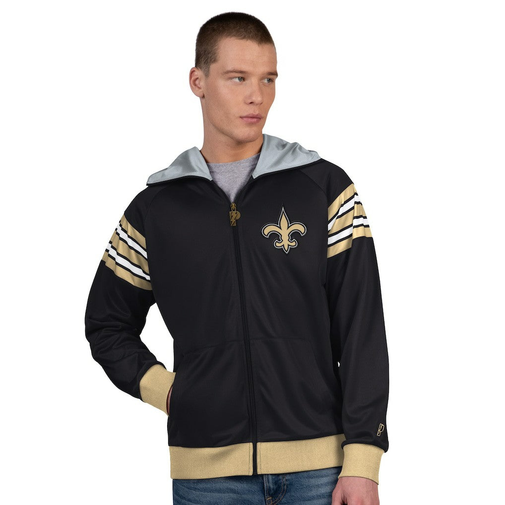 New Orleans Saints Pro Player Helmet Full-Zip Hooded Track Jacket Black/Gold