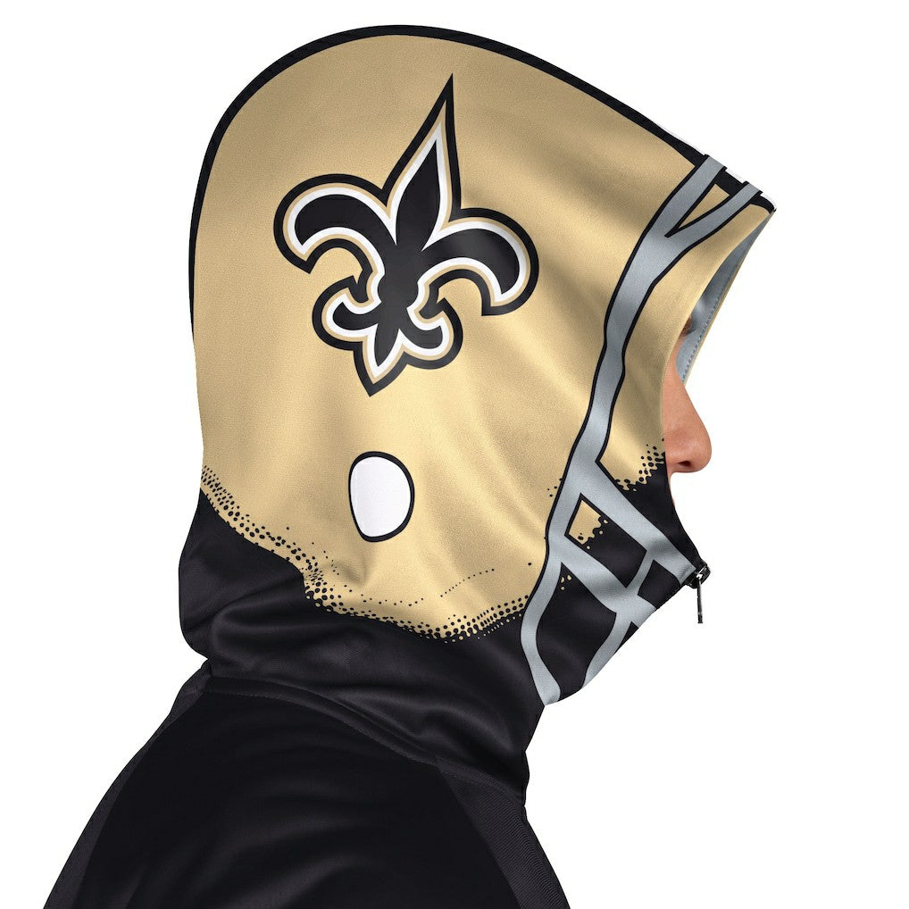 New Orleans Saints Pro Player Helmet Full-Zip Hooded Track Jacket Black/Gold