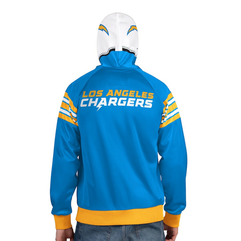 Los Angeles Chargers Pro Player Helmet Full-Zip Hooded Track Jacket Powder Blue/White