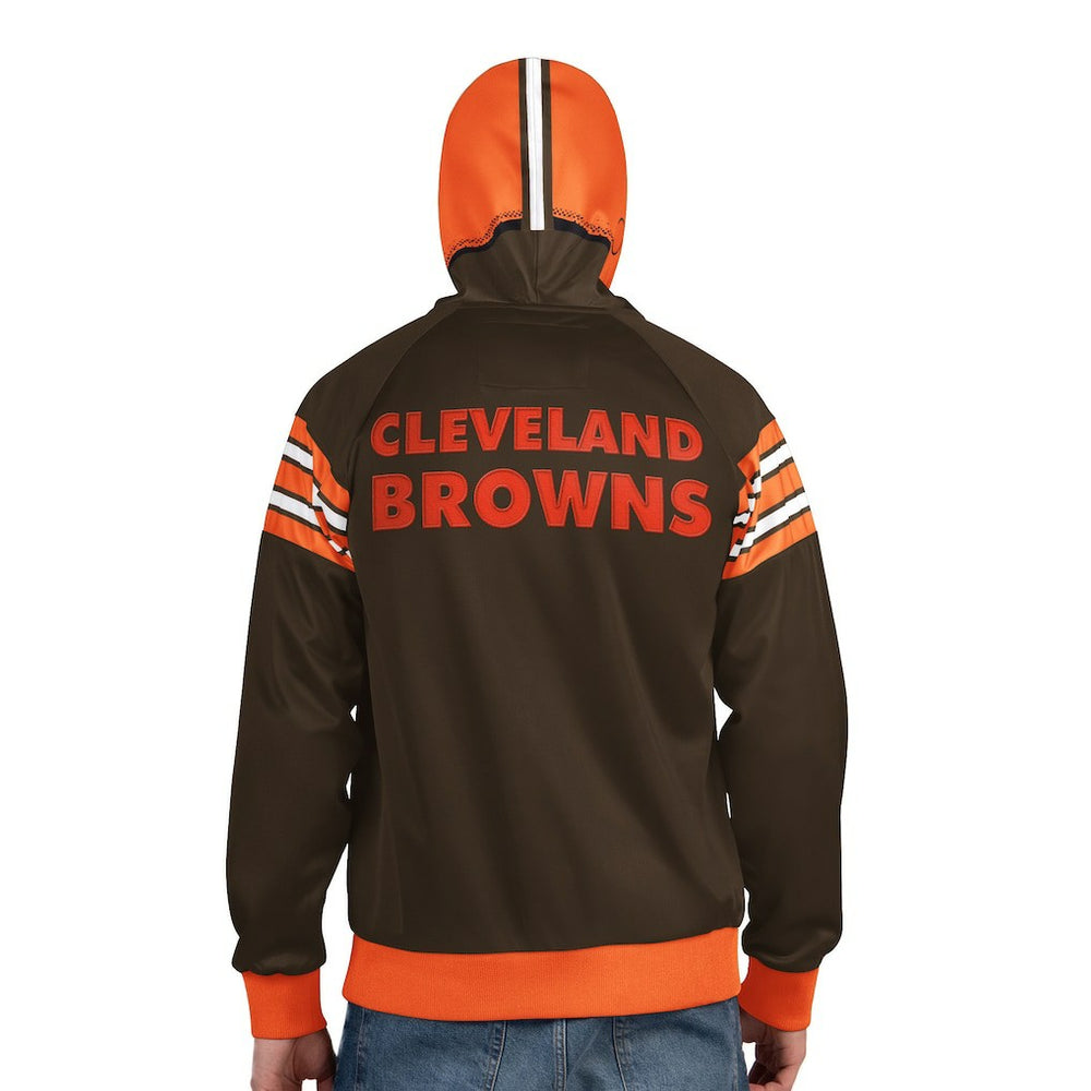 Cleveland Browns Pro Player Retro Helmet Full-Zip Hooded Track Jacket Brown/Orange