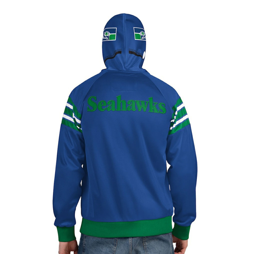 Seattle Seahawks Pro Player Retro Helmet Full-Zip Hooded Track Jacket Royal/Green