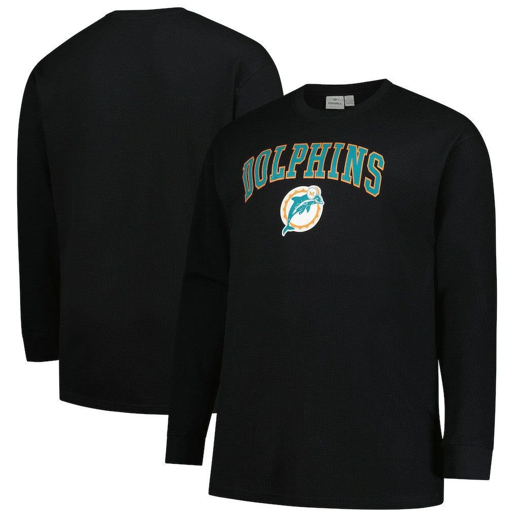 Fanatics Miami Dolphins Big & Tall Throwback Thermal Long Sleeve T-Shirt Black