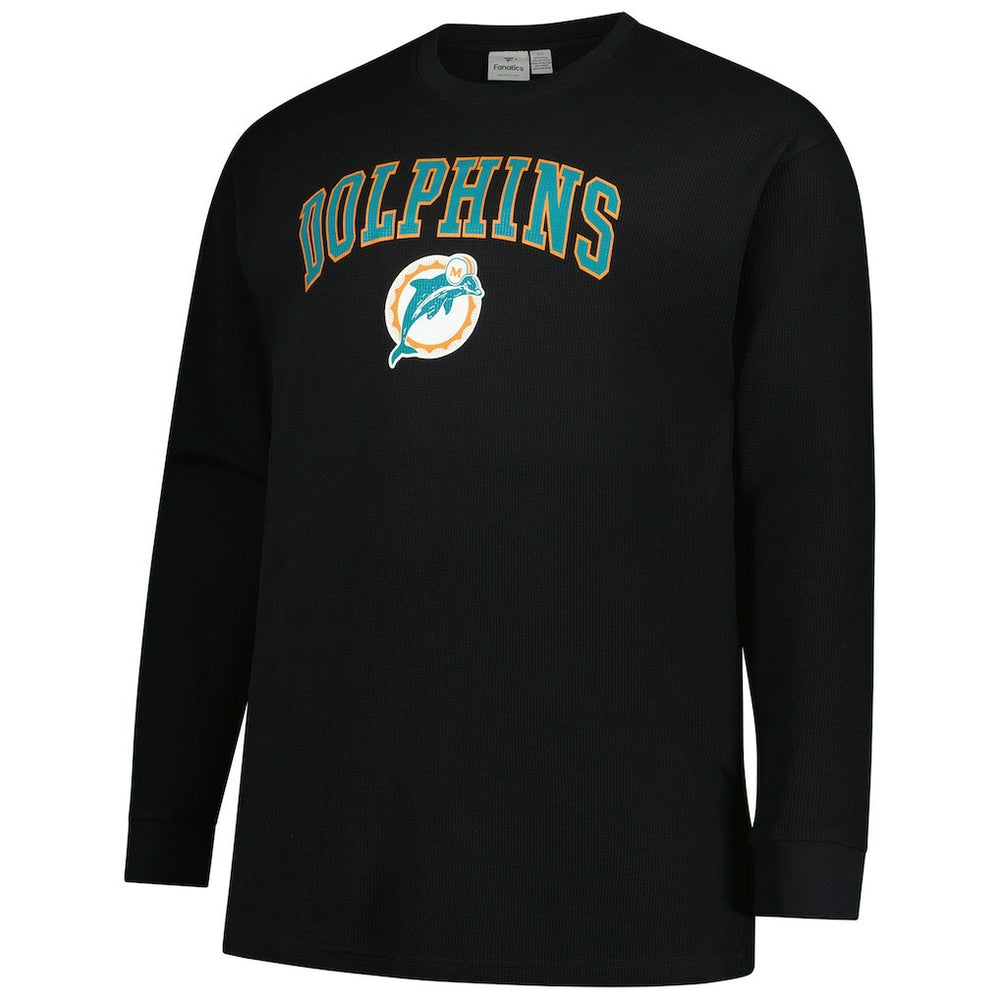 Fanatics Miami Dolphins Big & Tall Throwback Thermal Long Sleeve T-Shirt Black