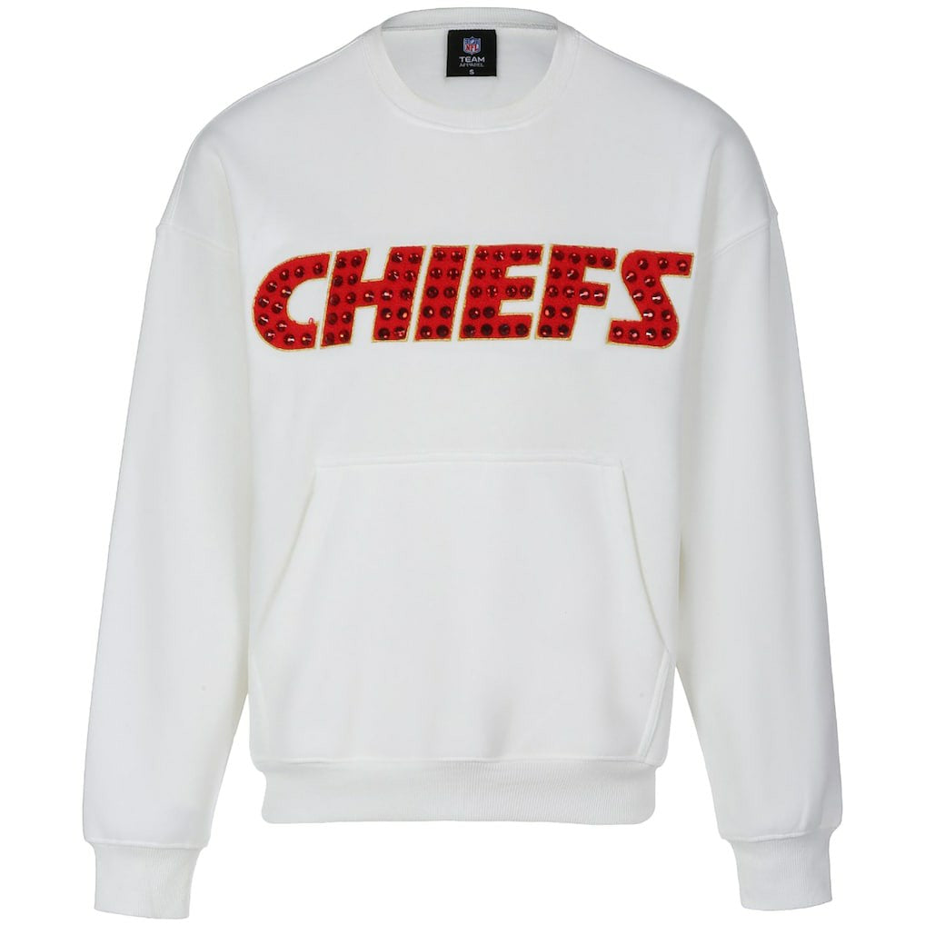 Kansas City Chiefs Cuce Women's Chenille Jeweled Sweatshirt White