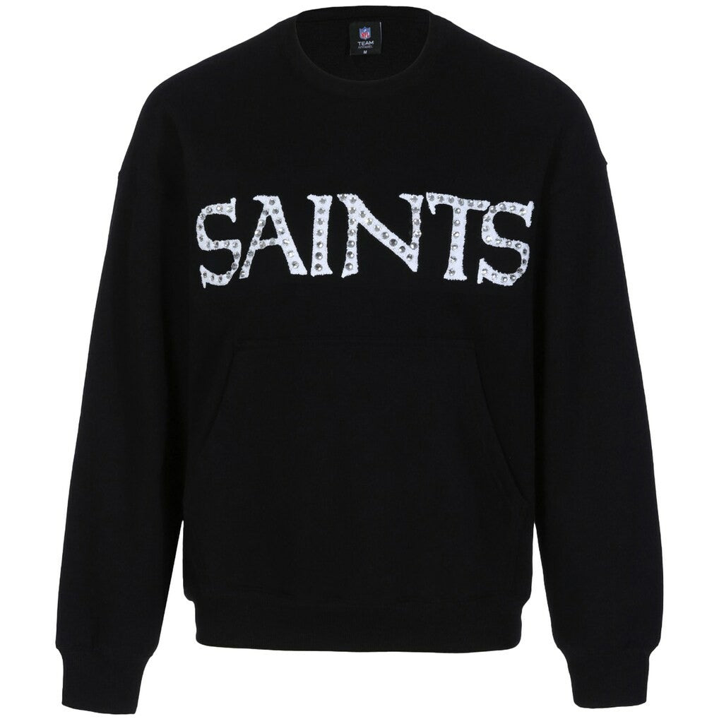 New Orleans Saints Cuce Women's Chenille Jeweled Sweatshirt Black