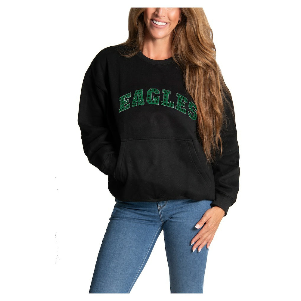 Philadelphia Eagles Cuce Women's Chenille Jeweled Sweatshirt Black