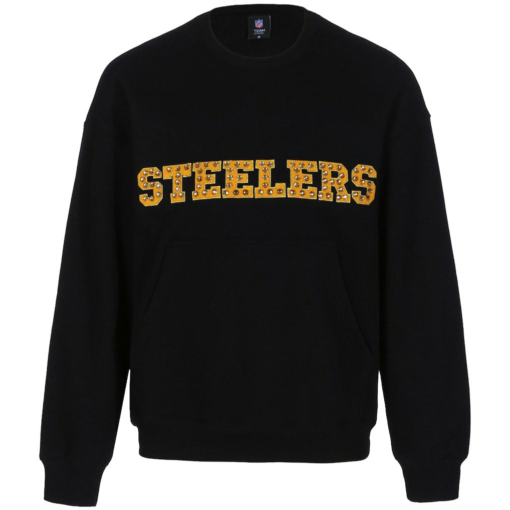 Pittsburgh Steelers Cuce Women's Chenille Jeweled Sweatshirt Black