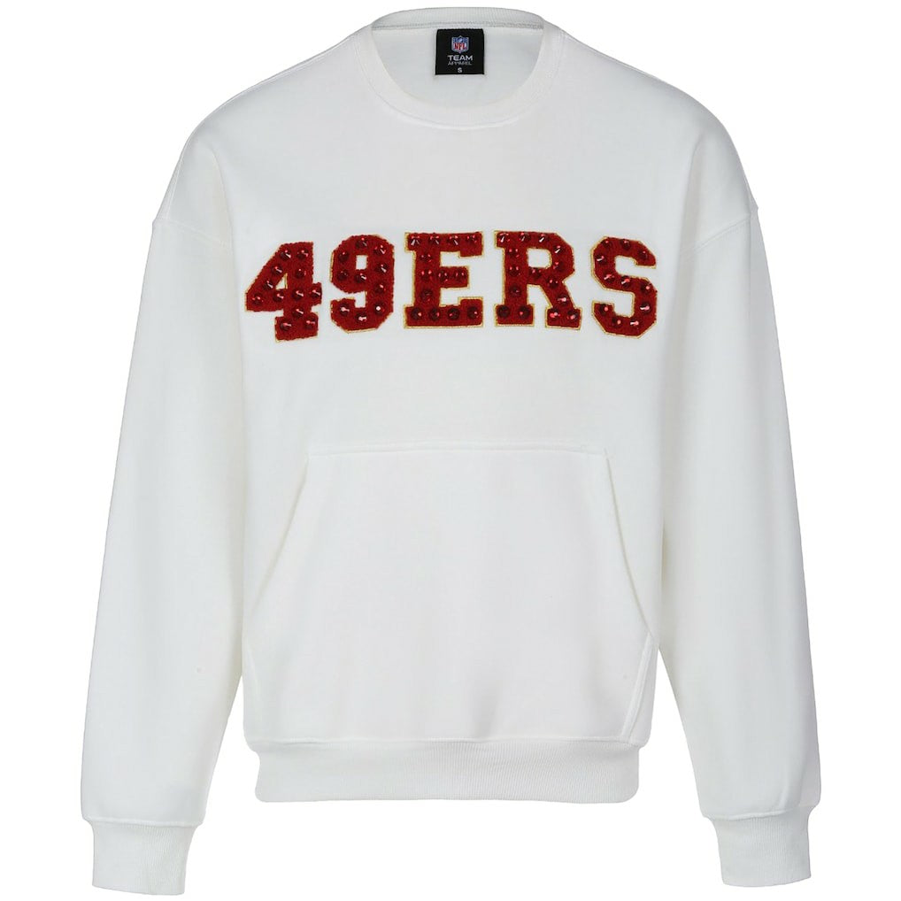 San Francisco 49ers Cuce Women's Chenille Jeweled Sweatshirt White